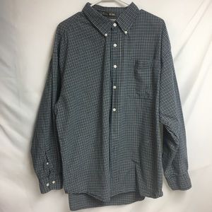 Haggar Striped Plaid Long Sleeve Button Down Shirt